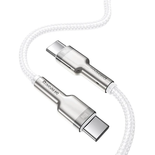 Кабель Baseus Cable USB-C to USB-C Cafule Metal 100W 1m White (CATJK-C02) фото 5