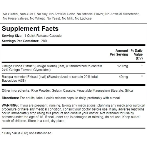 Piping Rock Ginkgo Biloba Extract 120 mg Full Spectrum Nutrition 200 Caps Экстракт Гинкго билоба: Форма выпуска Капсулы