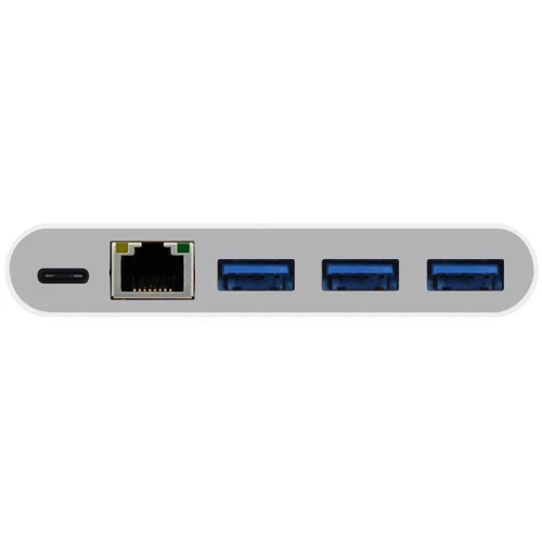 Адаптер Macally Adapters USB-C to 3xUSB 3.0+USB-C+RJ 45 Hub White (UC3HUB3GBC): Дополнительные разъемы Ethernet, USB-C, USB OTG