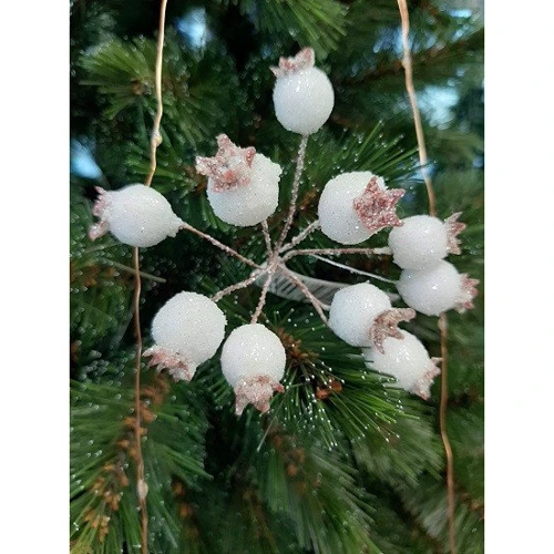 Ялинкова прикраса Jumi Снігові ягоди на гілці білий (5900410724051)