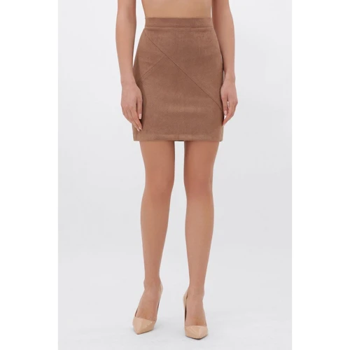 Юбка FashionUp YUB-1078E-S 42 светло-коричневая карандаш до середины бедра