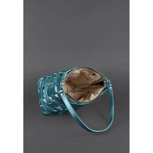Женская сумка через плечо BlankNote зеленая (BN-BAG-32-malachite): Фактура Плетеная, Матовая, Гладкая