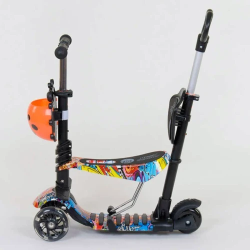 Самокат 5в1 Best Scooter, PU колеса, подсветка колес, Абстракция Multicolor (74071): Конструкция рамы складная