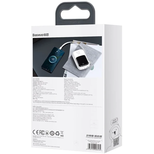 Зовнішній акумулятор Baseus Power Bank 20000mAh з USB-C Cable Q Pow Display 22.5W White (PPQD-I02) фото 9
