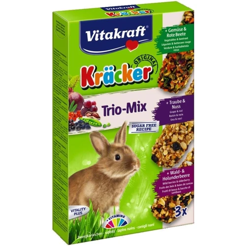 Крекер для кроликів Vitakraft Kracker Trio-Mix з овочами, горіхами і лісовими ягодами 3 шт (4008239252272)