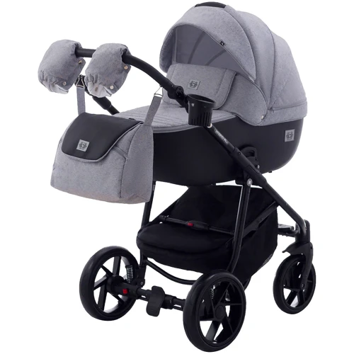 Коляска 2 в 1 Adamex Hybryd Plus BR205 светло-серый - черная кожа (выдавленная точка) (623885): Тип коляски универсальная коляска (2-в-1)
