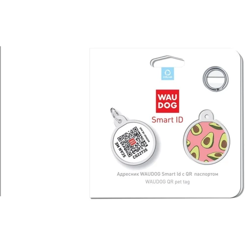 Адресник металлический WAUDOG Smart ID c QR паспортом рисунок Авокадо 2 30 мм (230-0211): Тип Аксессуары к ошейникам