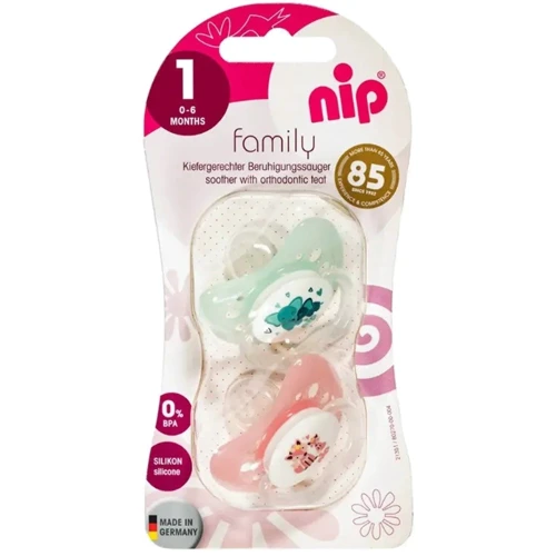 Пустышка Nip Моя семья №1 Д слоник/лисичка 0-6 месяцев 2 шт. (38670-51): Возраст с рождения