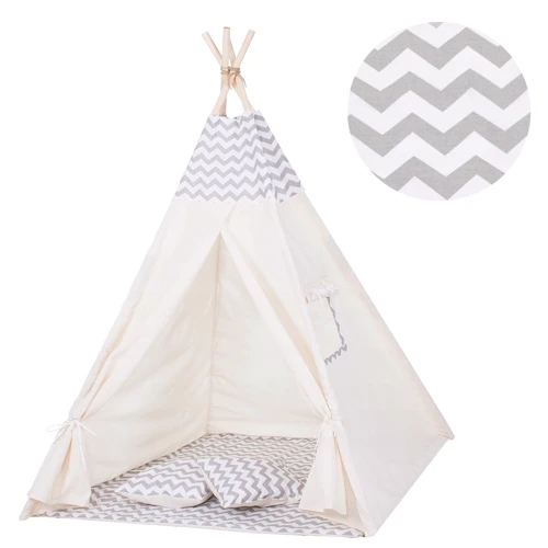 Детская палатка Springos Tipi XXL вигвам бело-серая (TIP03)