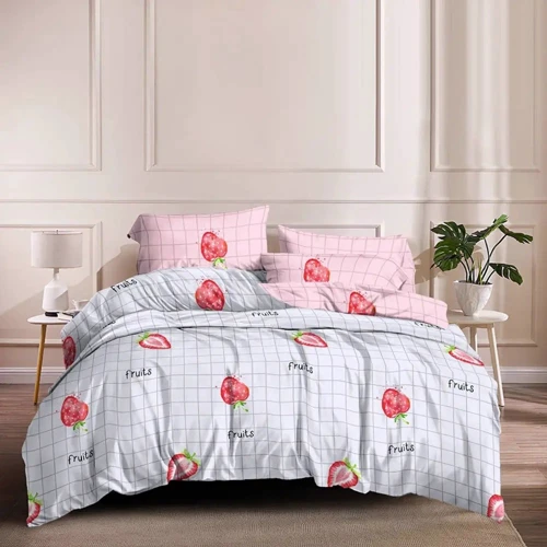 Комплект постельного белья LoveYouHome Ранфорс Полуничка Евро (7334)
