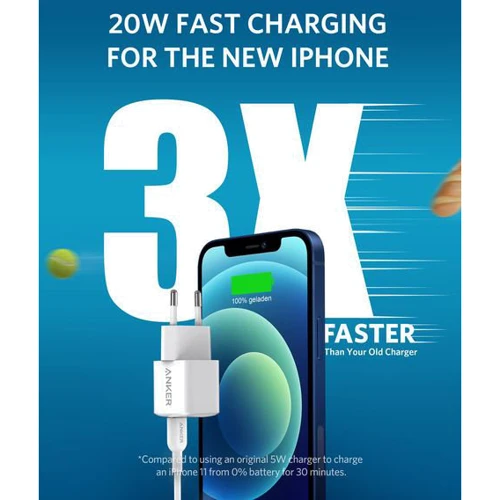 Зарядное устройство ANKER USB-C Wall Charger PowerPort III Nano 20W White (A2633G22): Кабель в комплекте отсутствует