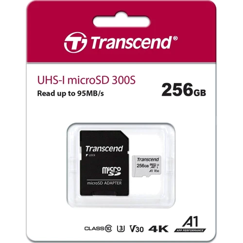 Карта памяти Transcend 256GB microSDXC Class 10 UHS-I U3 V30 A1 + adapter (TS256GUSD300S-A)