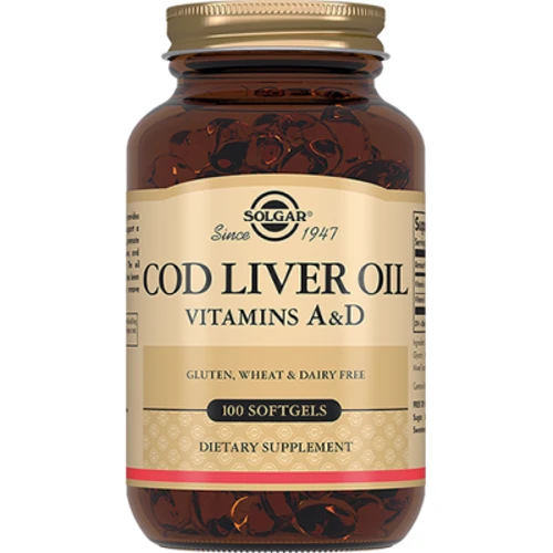 

Solgar Cod Liver Oil Vitamin A & D 100 Softgels Витамины А и D3 из печени трески