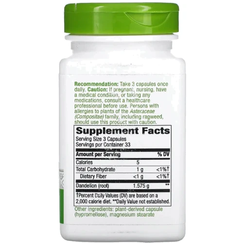 Nature's Way Dandelion Root 525 mg Корень одуванчика 100 капсул: Пол Унисекс