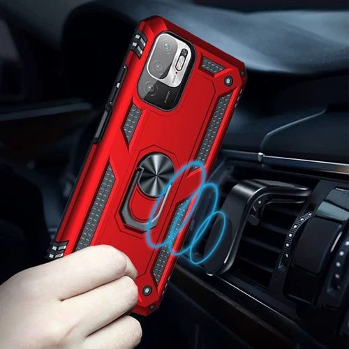 Аксессуар для смартфона Mobile Case Shockproof Serge Magnetic Ring Red for Xiaomi Redmi Note 10 5G / Poco M3 Pro / Poco M3 Pro 5G: Цвет красный