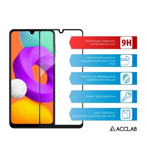 Аксесуар для смартфона ACCLAB Tempered Glass Full Glue Black для Samsung A225 Galaxy M22/M325 Galaxy M32: Сумісність Samsung A225 Galaxy A22/M225 Galaxy M22/M325 Galaxy M32