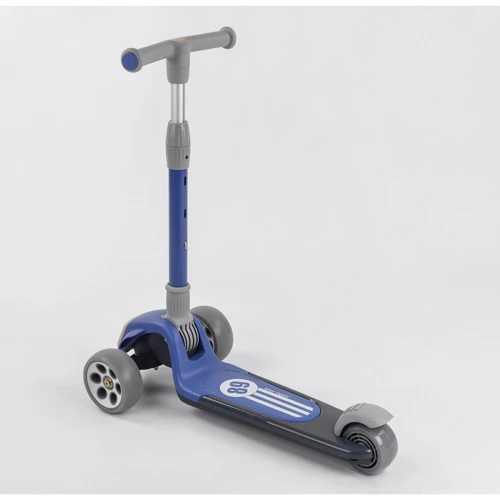Самокат трехколесный Best Scooter складной алюминиевый руль, 3 колеса PU со светом Black/Blue (102024): Тип тормоза ножной