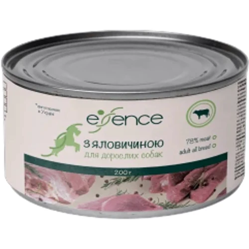 Вологий корм для дорослих собак Essence з яловичиною 200 г (4820261920307)