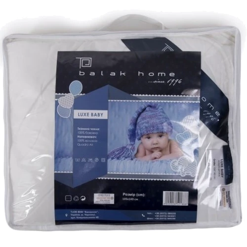 Комплект ТЕП Luxe Baby ковдра 80x80 см та подушка 40x60 см білий (2000008530460): Розмір, см 80x80