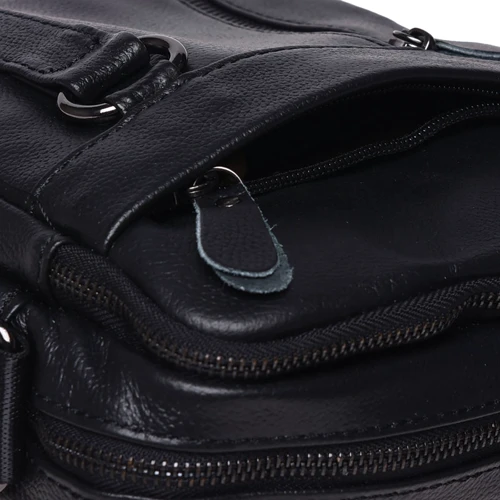 Мужская сумка через плечо Borsa Leather черная (K11169a-black): Фактура Матовая, Зернистая