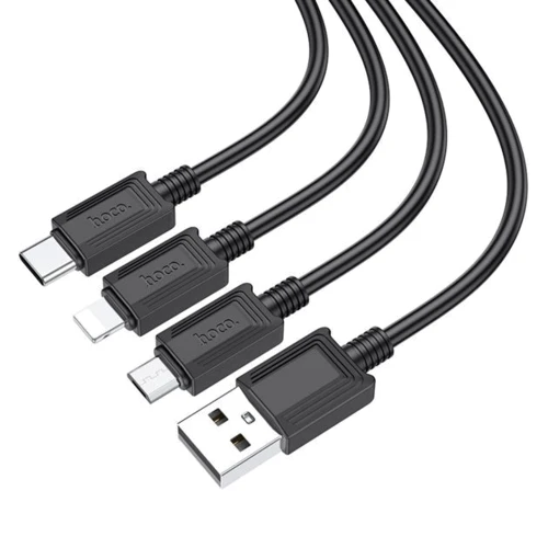 Кабель Hoco USB Cable to Micro USB/Lightning/Type-C X74 2A 1m Black: Довжина 1 м