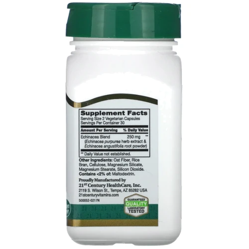 21st Century Echinacea complex Екстракт ехінацеї 60 вегетаріанських капсул: Форма випуску Капсулы