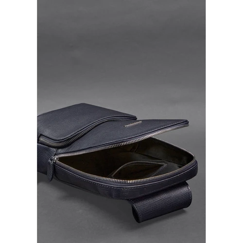 Мужская сумка-слинг BlankNote Blackwood синяя (BN-BAG-49-bw-navy): Фактура Сафьяно, Матовая