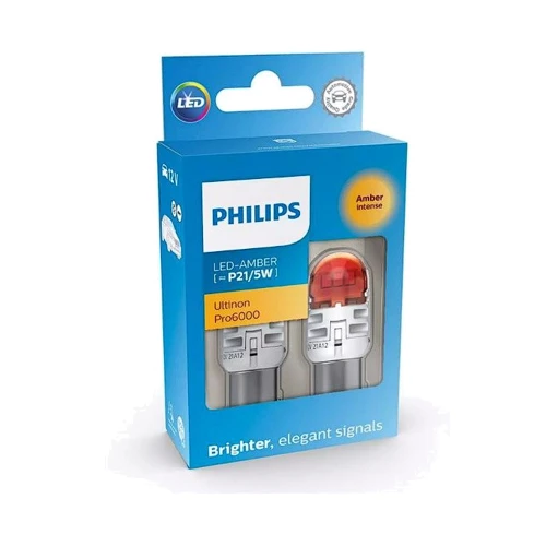 Светодиодная автолампа Philips P21/5W LED Amber Ultinon Pro6000 12В (11499AU60X2)