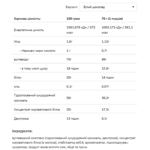 Гейнер Allnutrition Mass Acceleration 7000 g / 100 servings / White Chocolate: Пол Унисекс