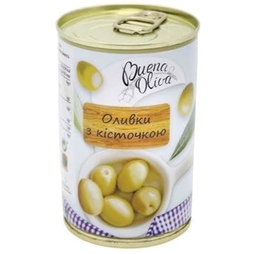 Оливки BUENA OLIVA зеленые с косточкой, ж/б 314 мл (PLK8427598100592)