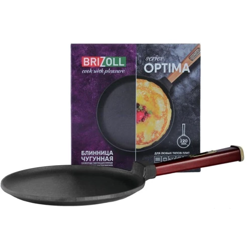 Сковорода блинная Brizoll Optima Bordo чугунная 220х15 мм (O2215-P2): Диаметр, см 22