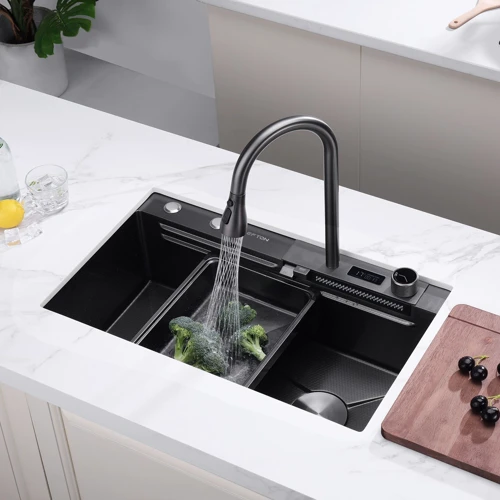 Кухонная мойка Lefton Waterfall Workstation Kitchen Sink Set With Digital Temperature Display-KS2204: Форма Прямоугольная