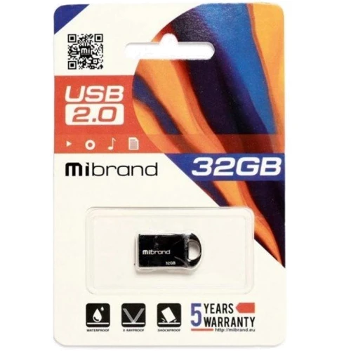 USB-флешка Mibrand 32GB Hawk USB 2.0 Black (MI2.0/HA32M1B): Стандарт USB USB 2.0