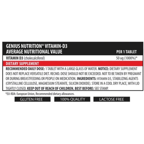 Genius Nutrition Vitamin D3 90 tabs / 90 servings: Форма выпуска Таблетки
