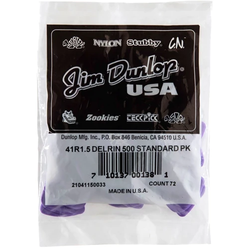 Медиатор Набор медиаторов DUNLOP Delrin Standard Guitar Picks 1.5мм, 72-Pack: Форма медиатора Standard