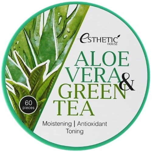 Esthetic House Aloe Vera&Green Tea Hydrogel Eye Patch Увлажняющие гидрогелевые патчи для век с алоэ и зелёным чаем 60 шт: Назначение Увлажнение, Разглаживание, Питание