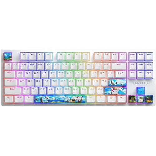 Клавиатура Hator Rockfall 2 Mecha TKL Authentic Edition Aurum Milky Way Silent USB Fighting Cats (HTK-532)