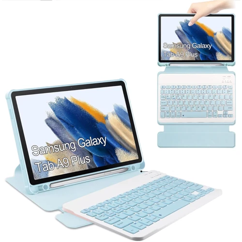 Аксессуар для планшетных ПК BeCover Case Rotatable Smart Keyboard Light Blue for Samsung Galaxy Tab A9 Plus SM-X210/SM-X215/SM-X216 (710332): Цвет голубой