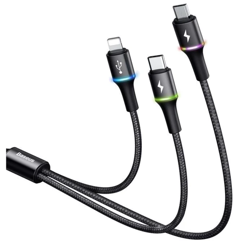 Кабель Baseus USB Cable to Lightning/microUSB/USB-C Halo Data 1.2m Black (CAMLT-HA01): Длина 1.2 м
