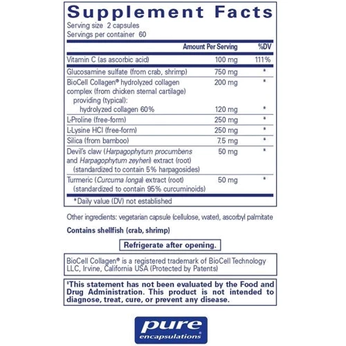 Pure Encapsulations Ligament Restore Поддержка сухожилий, связок и суставов 120 капсул: Тип Глюкозамин