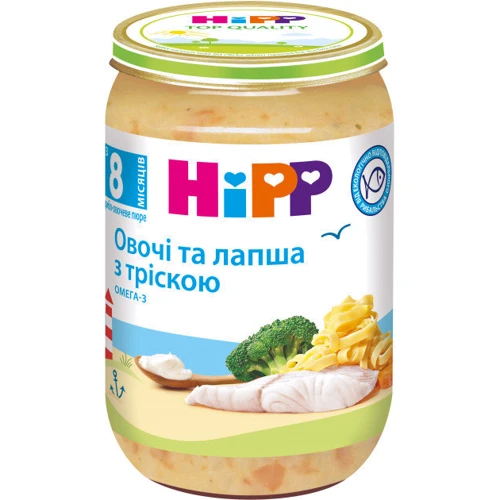 Рыбно-овощное пюре HIPP Овощ и лапша с треской 220 (9062300131465)
