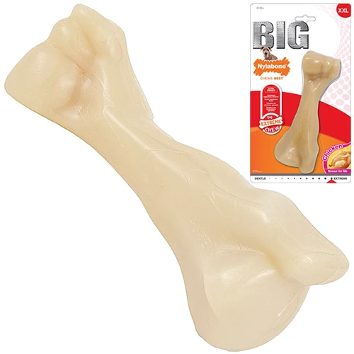 Іграшка Nylabone Extreme Chew Big Bone для собак жувальна, смак курки 17.5x7x6 см бежева (81302)