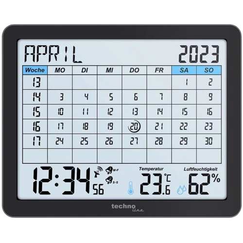 Часы-календарь настольные Technoline WT2600 Black (DAS302467)