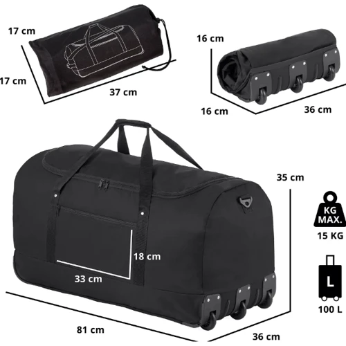 Сумка дорожная на колесах TravelZ Wheelbag 100 Liter Black (603091) (927291)