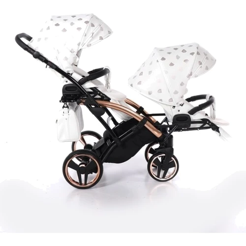 Универсальная коляска для двойни 2 в 1 Junama Glow Duo Slim 01, белый с бронзовым (J-G-DUOs-01): Пол ребенка Унисекс