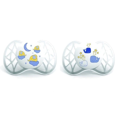 Пустышка симметрическая Nuvita Air 0м+ 2 шт. светится в темноте (NV7063)