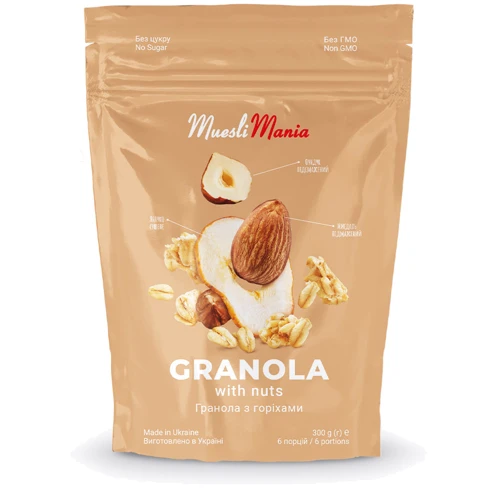 Гранола Muesli Mania Granola with nuts с орехами 300 г (4820220140760)