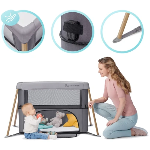 Ліжко-манеж 2 в 1 Kinderkraft Movi Grey Wooden (KCMOVI00WOD0000) фото 12