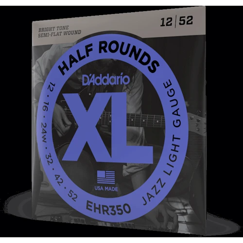Струна для гітар Комплект струн D'addario EHR350 XL Half Rounds Jazz Light (12-52): Тип Комплект струн