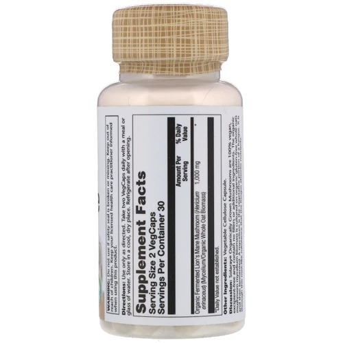 Solaray Organically Grown Fermented Lion's Mane Mushroom, 500 mg, 60 VegCaps (SOR-71983): Форма випуску капсули